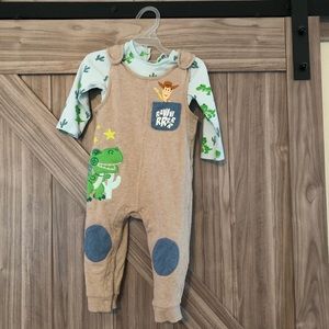Disney baby toy story overalls romper with onesie
